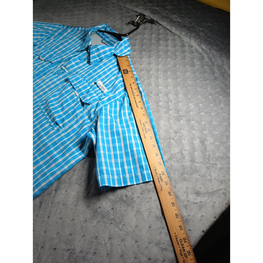 Habit Mens XL Fishing Shirt Blue Plaid Short Sleeve UPF 40+ Ventilated Mesh Back - Picture 5 of 9